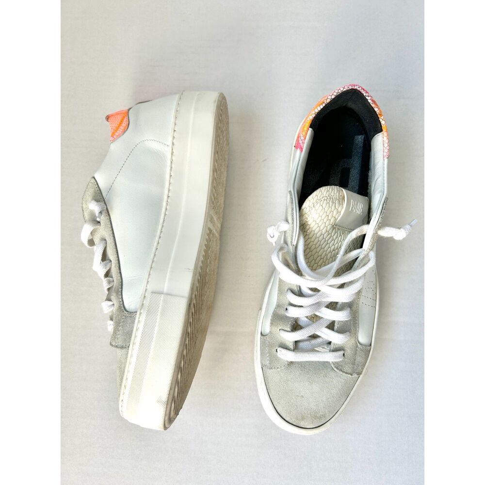 P448 Thea White Pacific Platform Sneakers sz 8.5 low top suede